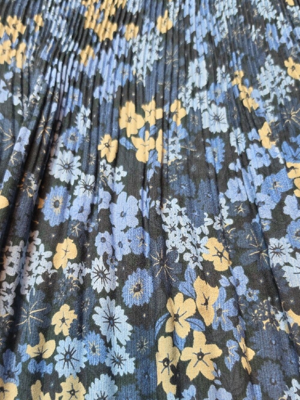 ULLA POPKEN | Flowy Floral Pleated Tunic Swing Blouse Blue Yellow | 16 / 18 - Picture 9 of 9